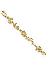 handsome yellow gold sea life chain charm bracelet for kids 